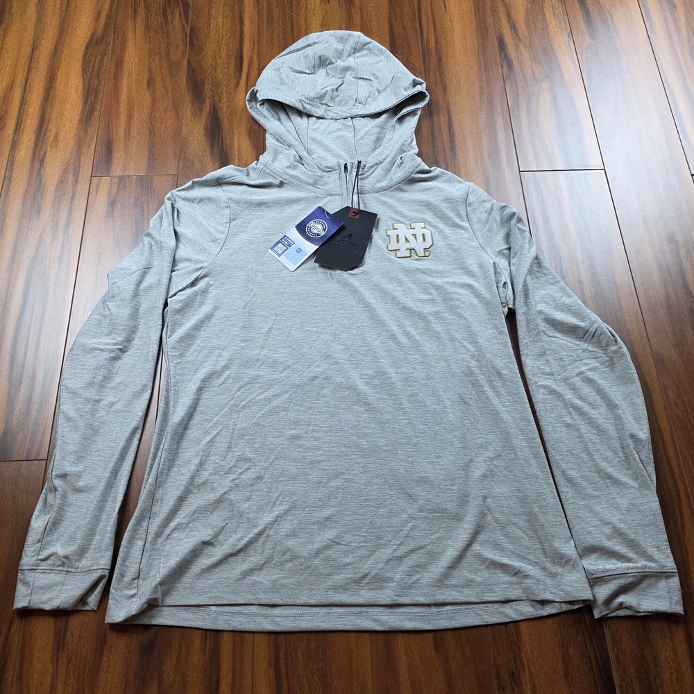 Antigua Notre Dame Light Gray Pullover Hooded Long Sleeve